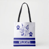 Sport Team Mascot Bobcat Wildcat Blue (ELKE NAAM) Tote Bag (Voorkant)