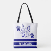 Sport Team Mascot Bobcat Wildcat Blue (ELKE NAAM) Tote Bag (Achterkant)