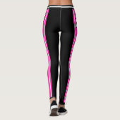 Sport Team Naam Nummer Hot Pink Zwart Gestreept Leggings (Achterkant)