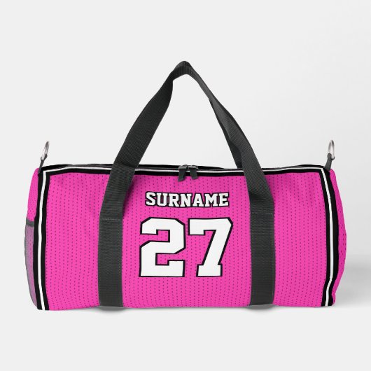 Sport Team Naam Nummer Roze Witte Dot Plunjezak (Achterkant)