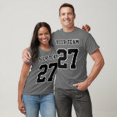 Sport Team Naam Nummer Wit Zwart Contouren T-shirt (Unisex)