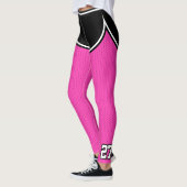 Sport Team Naam Nummer Zwart Hot Pink Dot Shorts Leggings (Links)