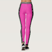 Sport Team Naam Nummer Zwart Hot Pink Striped Leggings (Achterkant)