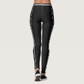 Sport Team Naam Zwart Verticale Tekst Gestreept Leggings (Achterkant)