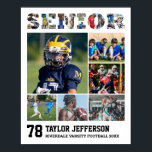 Sport Team Senior Night Player Fotocollage Poster<br><div class="desc">Gepersonaliseerde senior sportfotocollage voor atleet en speler. Dit aanpasbare fotocadeau is perfect voor seniorenavond, sportprijzenbanket of verjaardagscadeau voor uw atleet, zoon, dochter of student. Het is een geweldige manier om waardevolle momenten en herinneringen uit hun sportgames weer te geven. Het poster is voorzien van een collage van foto's, en het...</div>