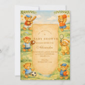 Sport Teddybeer Babyshower Kaart (Voorkant)