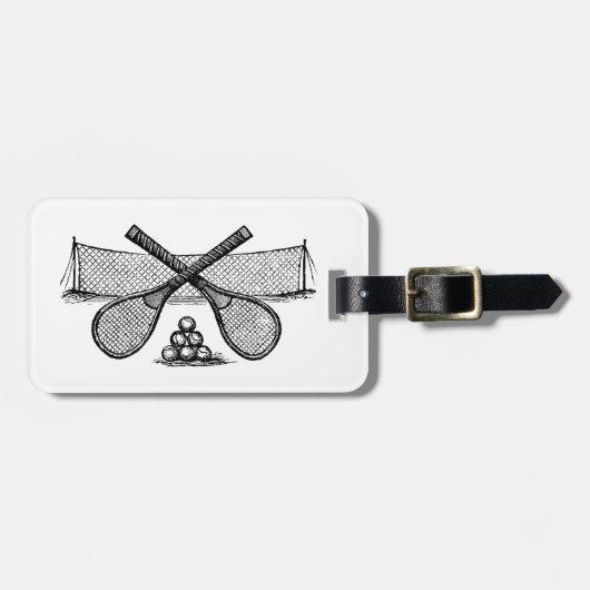 Sport  Tennis Net, Crossed Racquets, Balls Bagagelabel (Voorkant horizontaal)