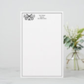 Sport Tennis Net, Crossed Racquets, Balls Briefpapier (Staand voorkant)