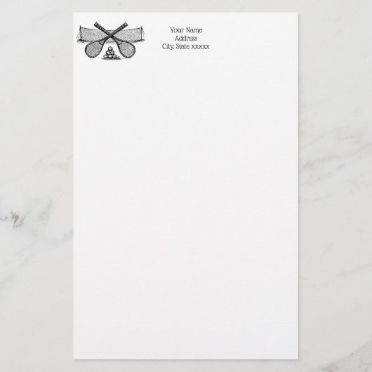 Sport  Tennis Net, Crossed Racquets, Balls Briefpapier (Voorkant)