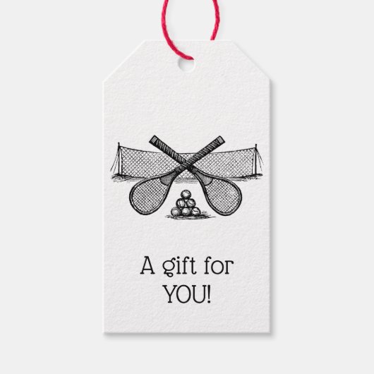 Sport  Tennis Net, Crossed Racquets, Balls Cadeaulabel (Voorkant)