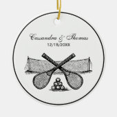 Sport  Tennis Net, Crossed Racquets, Balls Keramisch Ornament (Voorkant)