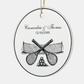 Sport  Tennis Net, Crossed Racquets, Balls Keramisch Ornament (Links)