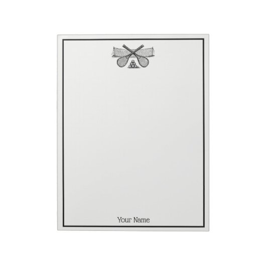 Sport Tennis Net, Crossed Racquets, Balls Notitieblok (Linkerzijde)