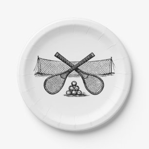 Sport  Tennis Net, Crossed Racquets, Balls Papieren Bordje