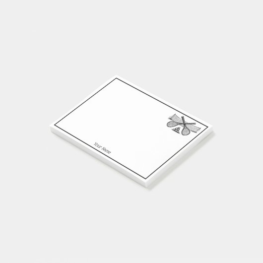 Sport Tennis Net, Crossed Racquets, Balls Post-it® Notes (Schuin)