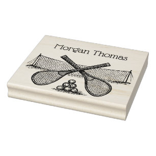 Sport Tennis Net, Crossed Racquets, Balls Rubberstempel