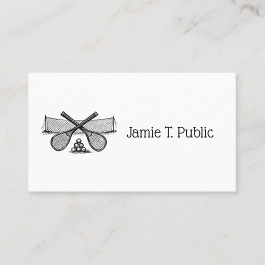 Sport  Tennis Net, Crossed Racquets, Balls Visitekaartje (Voorkant)