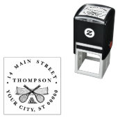 Sport  Tennis Net, Crossed Racquets, Balls Zelfinktende Stempel (In situ)