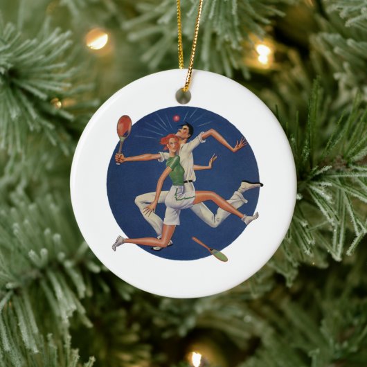  Sport, Tennis Spelt met Rackets Keramisch Ornament (Boom)