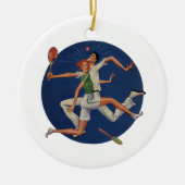  Sport, Tennis Spelt met Rackets Keramisch Ornament (Voorkant)