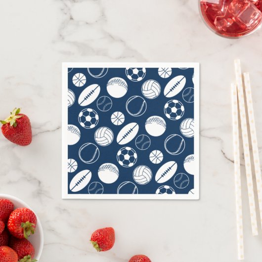 Sport thema ballen patroon zwart wit | KLEUR Servetten (Insitu)