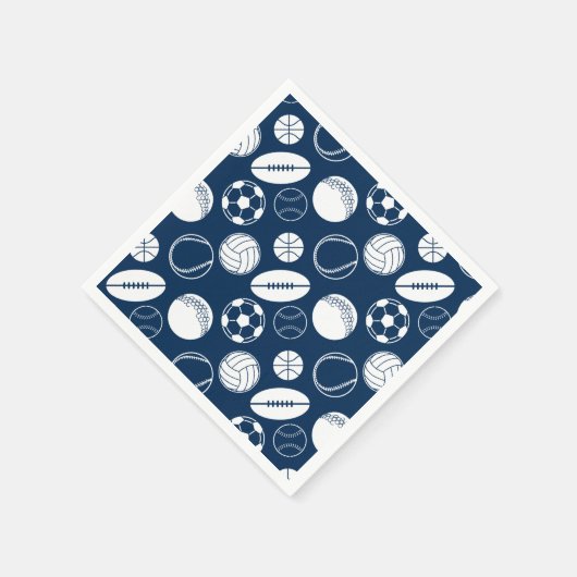 Sport thema ballen patroon zwart wit | KLEUR Servetten (Hoek)