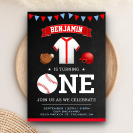 Sport Thema Honkbal Speler 1e Verjaardagsfeestje Kaart
