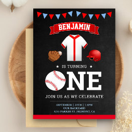 Sport Thema Honkbal Speler 1e Verjaardagsfeestje Uitnodiging Briefkaart