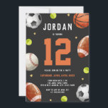 Sport Thema Jongens Modern Verjaardagsfeest Kaart<br><div class="desc">Meer Leuke Thema Verjaardag Uitnodigingen Thema's in de Kleine Bayleigh Store!</div>