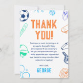 Sport Thema Jongens Modern Verjaardagsfeestje Bedankkaart (Voorkant)