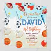 Sport Thema Kids Verjaardagsfeestje Kaart (Voorkant / Achterkant)