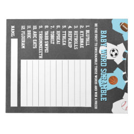 SPORT thema Krijtbord baby shower SPEL Notitieblok