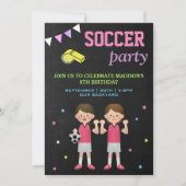 Sport Thema Meisjes Voetbal Verjaardagsfeest Kaart (Voorkant)