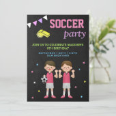 Sport Thema Meisjes Voetbal Verjaardagsfeest Kaart (Staand voorkant)