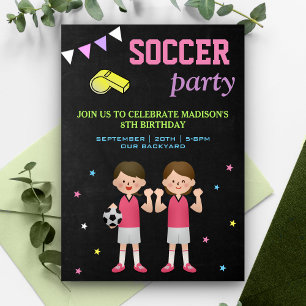 Sport Thema Meisjes Voetbal Verjaardagsfeestje Kaart