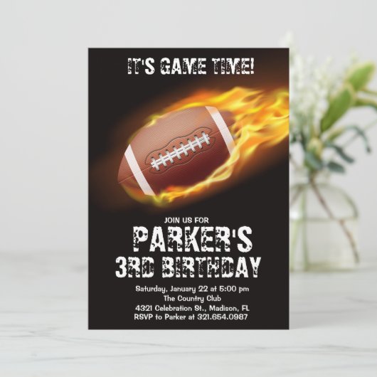 Sport Thema Spel Fire Football Verjaardagsfeest Kaart (Staand voorkant)