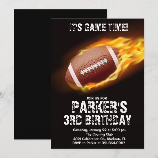 Sport Thema Spel Fire Football Verjaardagsfeest Kaart (Voorkant / Achterkant)