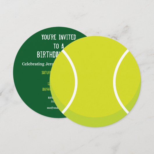 Sport Thema Tennis Ball Party Uitnodiging (Voorkant / Achterkant)
