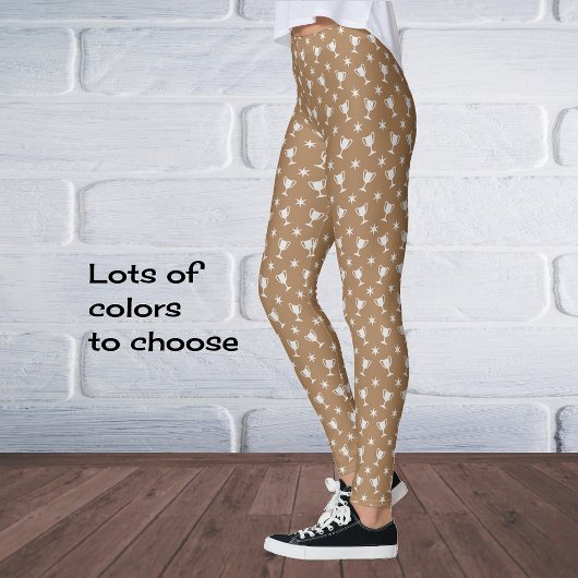 Sport thema trofee sterren symbool patroon bruin leggings