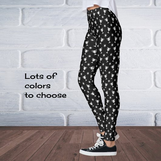 Sport thema trofee sterren symbool patroon zwart leggings