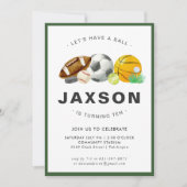 Sport Thema Verjaardagsfeestuitnodiging Kaart (Voorkant)