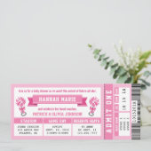 Sport Ticket Baby shower Uitnodigen, Roze Cheerlea Kaart (Staand voorkant)