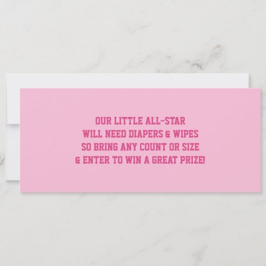 Sport Ticket Baby shower Uitnodigen, Roze Cheerlea Kaart (Achterkant)