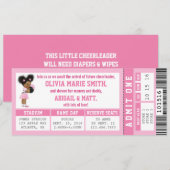 Sport Ticket Baby shower Uitnodiging, Meisje, Roze Kaart (Voorkant / Achterkant)