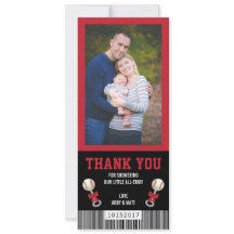 Sport Ticket Bedanktkaart, Honkbal, Rood, Zwart