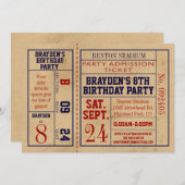  sport Ticket Birthday Invite - Basketball Kaart (Voorkant / Achterkant)