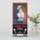 Sport Ticket Dank u Kaart, Baseball, Rood, Zwart Kaart (Staand voorkant)