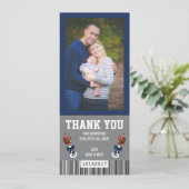 Sport Ticket Hartelijk dank Kaart, Blauw en Grijs Kaart (Staand voorkant)