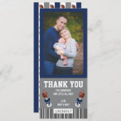 Sport Ticket Hartelijk dank Kaart, Blauw en Grijs Kaart (Voorkant / Achterkant)