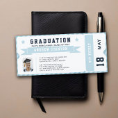 Sport Ticket Navy Blue Foto Afstuderen Uitnodiging